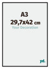 Miami Aluminium Fotolijst 29 7x42cm A3 Zwart Hoogglans Voorzijde Maat | Yourdecoration.nl