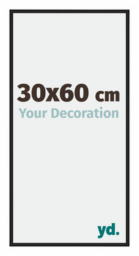 Miami Aluminium Fotolijst 30x60cm Zwart Hoogglans Voorzijde Maat | Yourdecoration.nl