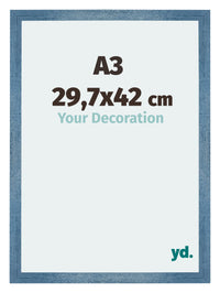 Mura MDF Fotolijst 29 7x42cm A3 Helder Blauw Geveegd Voorzijde Maat | Yourdecoration.nl