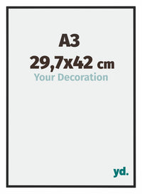 New York Aluminium Fotolijst 29 7x42cm A3 Zwart Mat Voorzijde Maat | Yourdecoration.nl