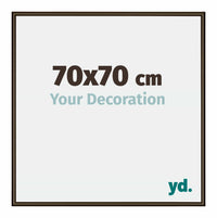 New York Aluminium Fotolijst 70x70cm Walnoot Structuur Voorzijde Maat | Yourdecoration.nl