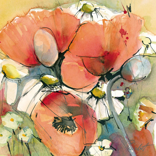 PGM MPT 06 Marta Peuckert Mohn und Margeriten Kunstdruk 21x21cm | Yourdecoration.nl