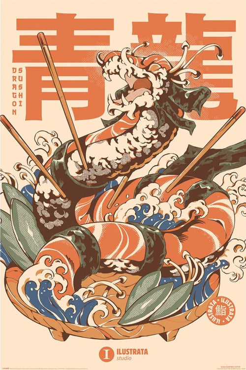 Poster Ilustrata Dragon Sushi 61x91 5cm Pyramid PP35305 | Yourdecoration.nl