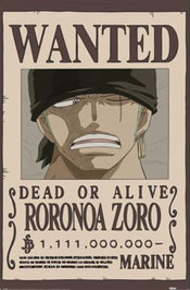 Poster One Piece Wanted Zoro 61x91 5cm PP2501065 | Yourdecoration.nl