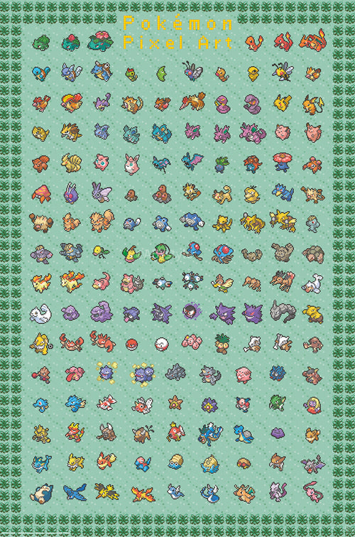 Poster Pokemon Pixel Art 61x91 5cm GBYDCOA042 | Yourdecoration.nl