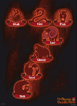 abystyle abydco737 the seven deadly sins 7 sins poster 38x52cm | Yourdecoration.nl