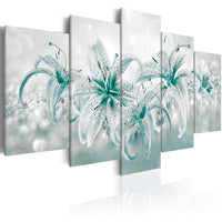 Artgeist Sapphire Lilies Canvas Painting 5 Piece | Yourdecoration.com
