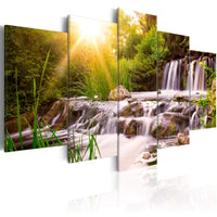 Artgeist Forest Waterfall Canvas Painting 5 Piece | Yourdecoration.com