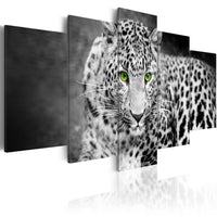 Artgeist Leopard Black and White Canvas Painting 5 Piece | Yourdecoration.com