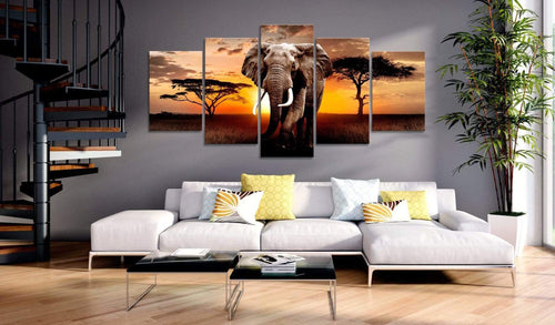 Artgeist Elephant Migration Canvas Painting 5 Piece Ambiance | Yourdecoration.com