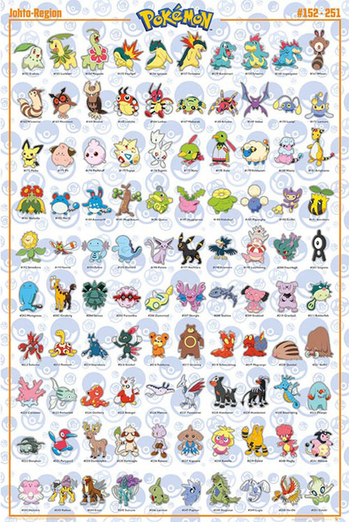 Gbeye FP4976 Pokemon Johto German Characters Poster 61x 91-5cm | Yourdecoration.nl