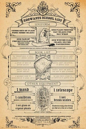 GBeye Harry Potter Hogwarts List Poster 61x91,5cm | Yourdecoration.nl