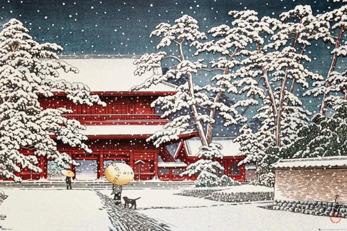 GBeye Kawase Zojo Temple in the Snow Poster 91,5x61cm | Yourdecoration.nl