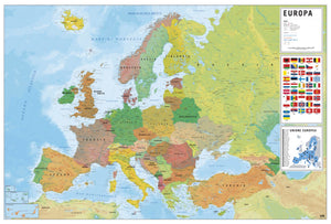 Grupo Erik GPE5443 Physical Political Map Of Europe Ita Poster 91,5X61cm | Yourdecoration.nl