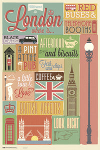 Grupo Erik GPE5542 London Collage Poster 61X91,5cm | Yourdecoration.nl