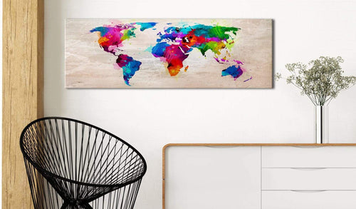Artgeist World Map Finesse of Colours Canvas Painting Ambiance | Yourdecoration.com