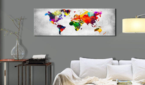 Artgeist World Map Coloured Revolution Canvas Painting Ambiance | Yourdecoration.com
