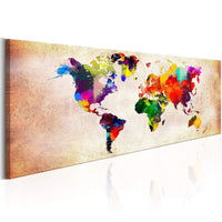 Artgeist World Map Colourful Ramble Canvas Painting | Yourdecoration.com