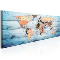 Artgeist World Maps Sapphire Travels Canvas Painting | Yourdecoration.com