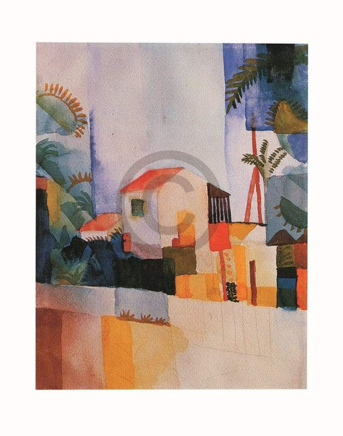 August Macke  Weisses Haus Kunstdruk 56x71cm | Yourdecoration.nl