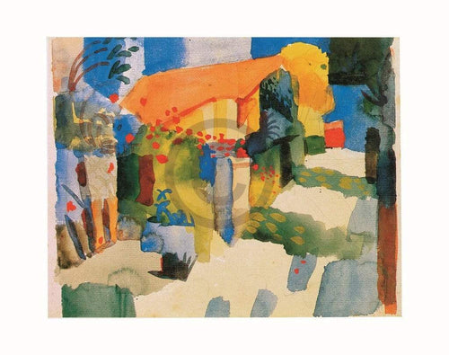 August Macke  Haus im Garten Kunstdruk 71x56cm | Yourdecoration.nl