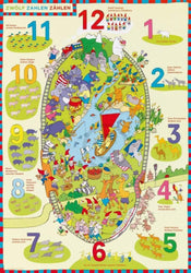 Gabriele Altevers  Zwölf Zahlen zählen Kunstdruk 42x60cm | Yourdecoration.nl