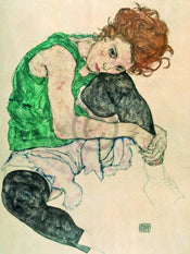 Egon Schiele  Sitzende Frau mit hochgezogenen Kunstdruk 60x80cm | Yourdecoration.nl