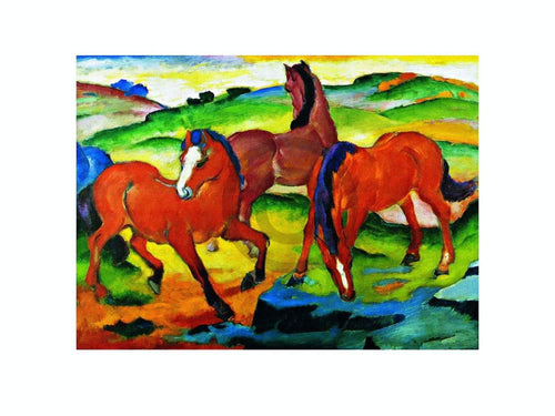 Franz Marc  Die groÃŸen roten Pferde Kunstdruk 71x56cm | Yourdecoration.nl