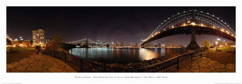 Patrick Grube  New York Skyline at Night Kunstdruk 95x33cm | Yourdecoration.nl