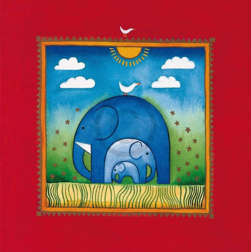 Linda Edwards  Three little elephants Kunstdruk 40x40cm | Yourdecoration.nl