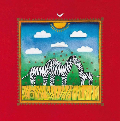 Linda Edwards  Three little zebras Kunstdruk 40x40cm | Yourdecoration.nl