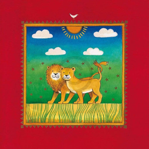 Linda Edwards  Two little lions Kunstdruk 40x40cm | Yourdecoration.nl