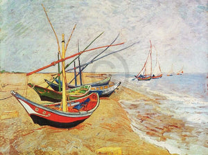 Vincent Van Gogh  Barche sulla spiaggia Kunstdruk 80x60cm | Yourdecoration.nl