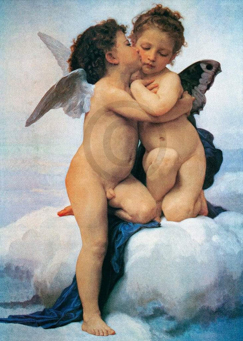 William Bouguereau  First Kiss Kunstdruk 50x70cm | Yourdecoration.nl