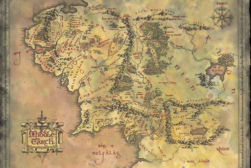 Pyramid The Lord of the Rings Middle Earth Map Poster 91,5x61cm | Yourdecoration.nl