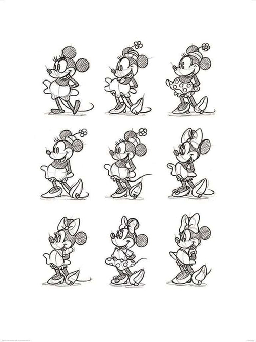 Pyramid Minnie Mouse Sketched Multi Kunstdruk 60x80cm | Yourdecoration.nl