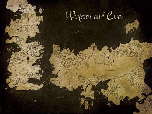 Pyramid Game of Thrones Westeros and Essos Antique Map Kunstdruk 60x80cm | Yourdecoration.nl