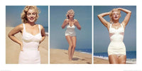 Pyramid Marilyn Monroe Beach Triptych Kunstdruk 50x100cm | Yourdecoration.nl