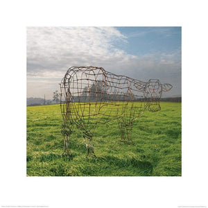 Pyramid Pink Floyd Wireframe Cow Kunstdruk 40x40cm | Yourdecoration.nl