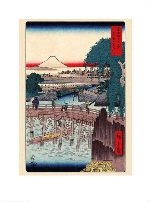 Pyramid Hiroshige Ichkoku Bridge in the Eastern Capital Kunstdruk 60x80cm | Yourdecoration.nl