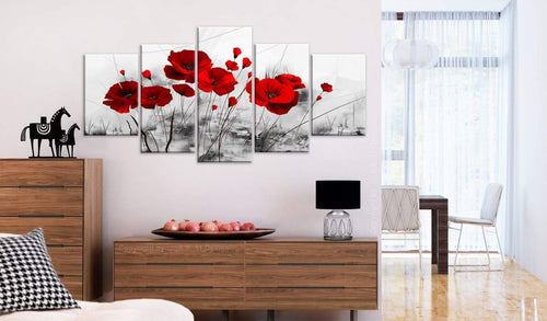 Artgeist Klaprozen rood wonder Canvas Painting 5 Piece Ambiance | Yourdecoration.com