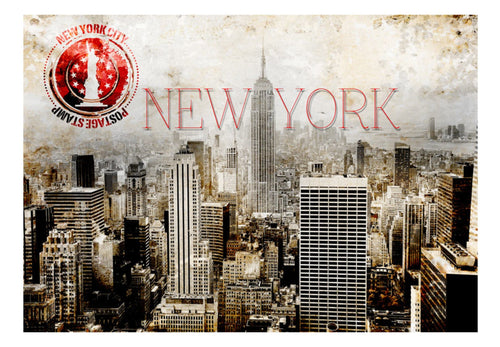 Fotobehang - New York Post Age Stamp - Vliesbehang