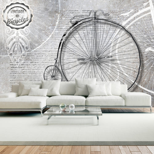 Fotobehang - Vintage Bicycles Black and White - Vliesbehang
