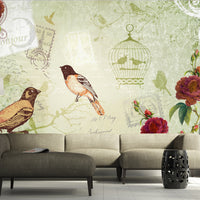 Fotobehang - Vintage Birds - Vliesbehang