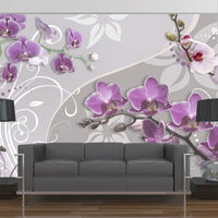 Fotobehang - Flight of Purple Orchids - Vliesbehang