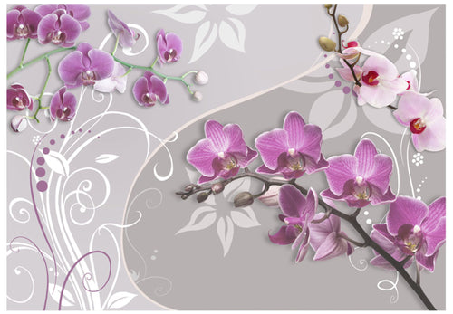 Fotobehang - Flight of Purple Orchids - Vliesbehang