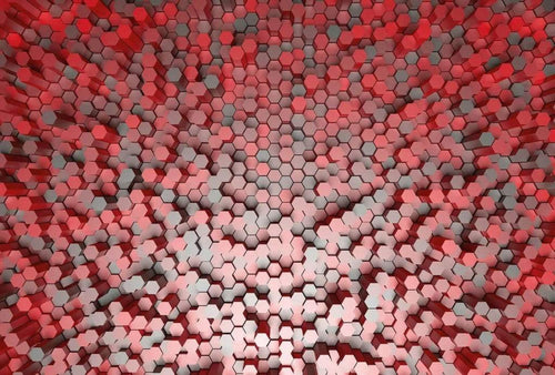 Wizard+Genius 3D Pentagons Red Vlies Fotobehang 384x260cm 8 banen | Yourdecoration.nl