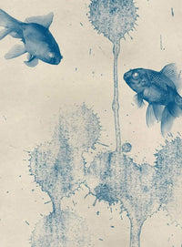 Wizard+Genius Blue Fish Vlies Fotobehang 192x260cm 4 banen | Yourdecoration.nl