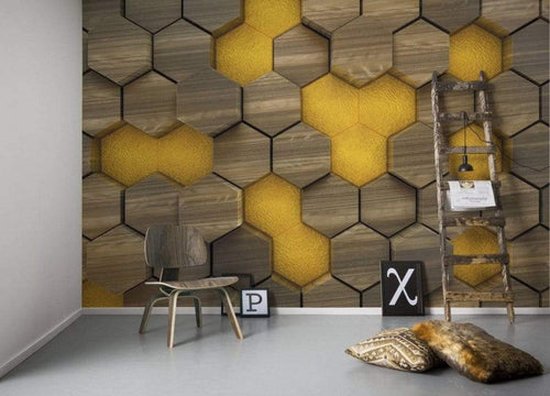 Komar Woodcomb Olive Vlies Fotobehang 400x250cm 4 banen Sfeer | Yourdecoration.nl