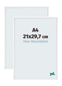 Aurora Aluminium Fotolijst 21x29-7cm A4 Set Van 2 Wit Hoogglans Voorzijde Maat | Yourdecoration.nl
